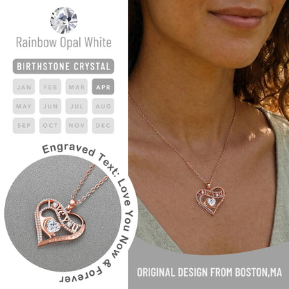 Leafael Gift Necklaces for Women, Heart in Hand I Love You Birthstone Crystal, Birthday Anniversary Jewelry for Wife Girlfriend Mom, Rose Gold and Gun Metal Plated , 18" + 2" Chain