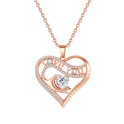 Leafael Gift Necklaces for Women, Heart in Hand I Love You Birthstone Crystal, Birthday Anniversary Jewelry for Wife Girlfriend Mom, Rose Gold and Gun Metal Plated , 18" + 2" Chain