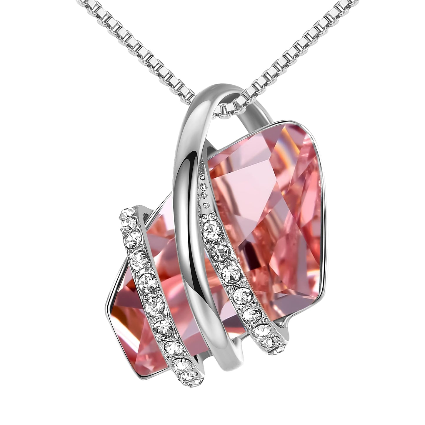 Leafael Wish Stone Pendant Necklace with Birthstone Crystal, 18K Rose Gold Plated/Silvertone, 18" + 2"