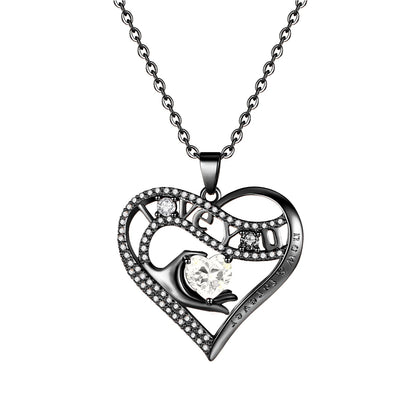 Leafael Gift Necklaces for Women, Heart in Hand I Love You Birthstone Crystal, Birthday Anniversary Jewelry for Wife Girlfriend Mom, Rose Gold and Gun Metal Plated , 18" + 2" Chain