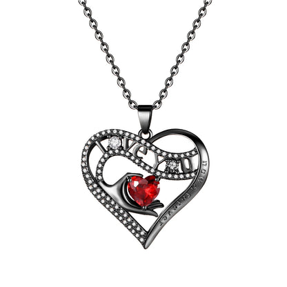 Leafael Gift Necklaces for Women, Heart in Hand I Love You Birthstone Crystal, Birthday Anniversary Jewelry for Wife Girlfriend Mom, Rose Gold and Gun Metal Plated , 18" + 2" Chain
