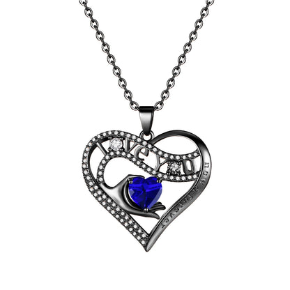 Leafael Gift Necklaces for Women, Heart in Hand I Love You Birthstone Crystal, Birthday Anniversary Jewelry for Wife Girlfriend Mom, Rose Gold and Gun Metal Plated , 18" + 2" Chain