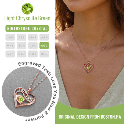 Leafael Gift Necklaces for Women, Heart in Hand I Love You Birthstone Crystal, Birthday Anniversary Jewelry for Wife Girlfriend Mom, Rose Gold and Gun Metal Plated , 18" + 2" Chain