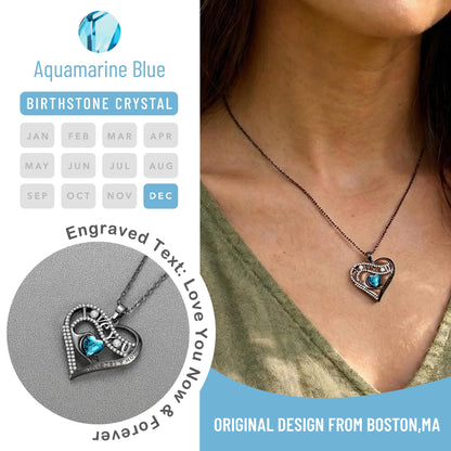Leafael Gift Necklaces for Women, Heart in Hand I Love You Birthstone Crystal, Birthday Anniversary Jewelry for Wife Girlfriend Mom, Rose Gold and Gun Metal Plated , 18" + 2" Chain