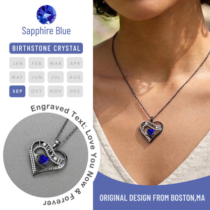 Leafael Gift Necklaces for Women, Heart in Hand I Love You Birthstone Crystal, Birthday Anniversary Jewelry for Wife Girlfriend Mom, Rose Gold and Gun Metal Plated , 18" + 2" Chain