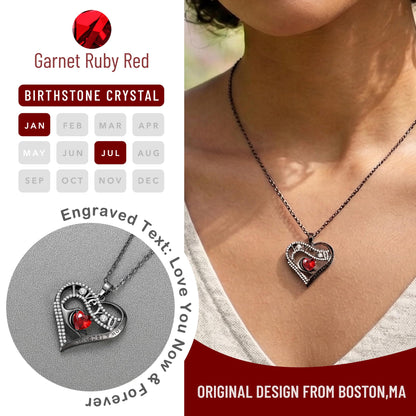 Leafael Gift Necklaces for Women, Heart in Hand I Love You Birthstone Crystal, Birthday Anniversary Jewelry for Wife Girlfriend Mom, Rose Gold and Gun Metal Plated , 18" + 2" Chain