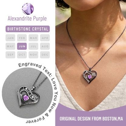 Leafael Gift Necklaces for Women, Heart in Hand I Love You Birthstone Crystal, Birthday Anniversary Jewelry for Wife Girlfriend Mom, Rose Gold and Gun Metal Plated , 18" + 2" Chain