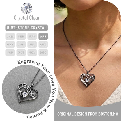 Leafael Gift Necklaces for Women, Heart in Hand I Love You Birthstone Crystal, Birthday Anniversary Jewelry for Wife Girlfriend Mom, Rose Gold and Gun Metal Plated , 18" + 2" Chain