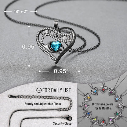Leafael Gift Necklaces for Women, Heart in Hand I Love You Birthstone Crystal, Birthday Anniversary Jewelry for Wife Girlfriend Mom, Rose Gold and Gun Metal Plated , 18" + 2" Chain