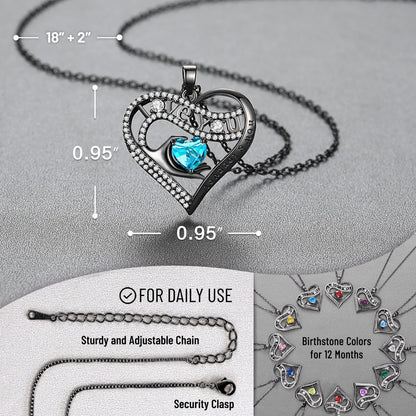Leafael Gift Necklaces for Women, Heart in Hand I Love You Birthstone Crystal, Birthday Anniversary Jewelry for Wife Girlfriend Mom, Rose Gold and Gun Metal Plated , 18" + 2" Chain