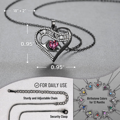 Leafael Gift Necklaces for Women, Heart in Hand I Love You Birthstone Crystal, Birthday Anniversary Jewelry for Wife Girlfriend Mom, Rose Gold and Gun Metal Plated , 18" + 2" Chain