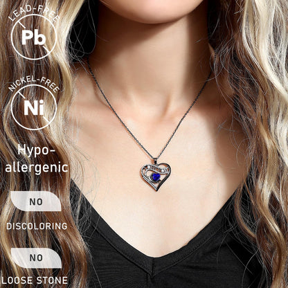 Leafael Gift Necklaces for Women, Heart in Hand I Love You Birthstone Crystal, Birthday Anniversary Jewelry for Wife Girlfriend Mom, Rose Gold and Gun Metal Plated , 18" + 2" Chain