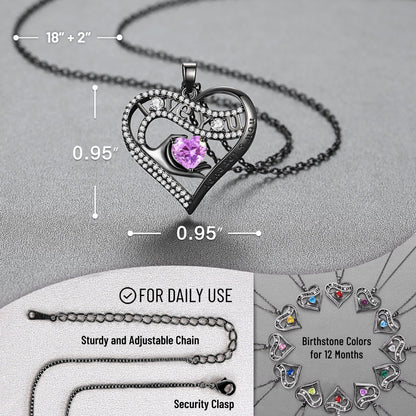 Leafael Gift Necklaces for Women, Heart in Hand I Love You Birthstone Crystal, Birthday Anniversary Jewelry for Wife Girlfriend Mom, Rose Gold and Gun Metal Plated , 18" + 2" Chain