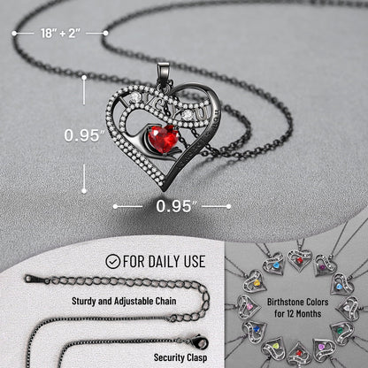 Leafael Gift Necklaces for Women, Heart in Hand I Love You Birthstone Crystal, Birthday Anniversary Jewelry for Wife Girlfriend Mom, Rose Gold and Gun Metal Plated , 18" + 2" Chain
