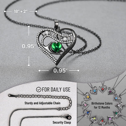 Leafael Gift Necklaces for Women, Heart in Hand I Love You Birthstone Crystal, Birthday Anniversary Jewelry for Wife Girlfriend Mom, Rose Gold and Gun Metal Plated , 18" + 2" Chain