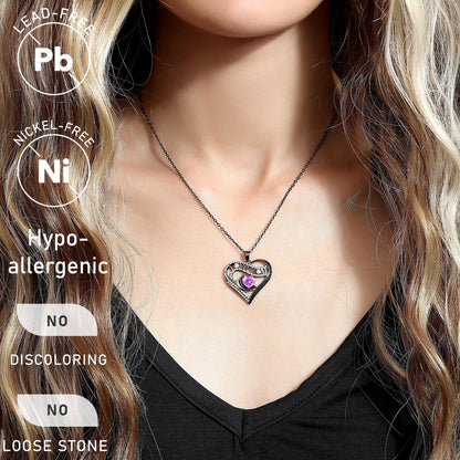 Leafael Gift Necklaces for Women, Heart in Hand I Love You Birthstone Crystal, Birthday Anniversary Jewelry for Wife Girlfriend Mom, Rose Gold and Gun Metal Plated , 18" + 2" Chain