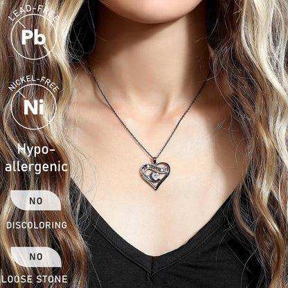 Leafael Gift Necklaces for Women, Heart in Hand I Love You Birthstone Crystal, Birthday Anniversary Jewelry for Wife Girlfriend Mom, Rose Gold and Gun Metal Plated , 18" + 2" Chain