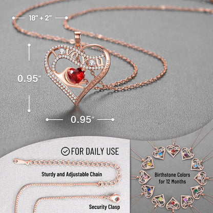 Leafael Gift Necklaces for Women, Heart in Hand I Love You Birthstone Crystal, Birthday Anniversary Jewelry for Wife Girlfriend Mom, Rose Gold and Gun Metal Plated , 18" + 2" Chain