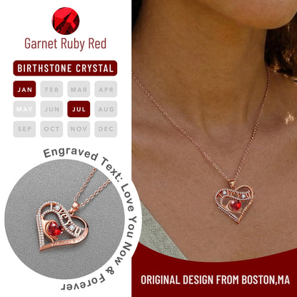 Leafael Gift Necklaces for Women, Heart in Hand I Love You Birthstone Crystal, Birthday Anniversary Jewelry for Wife Girlfriend Mom, Rose Gold and Gun Metal Plated , 18" + 2" Chain