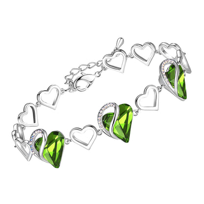 Leafael Infinity Love Heart Link Bracelet with Birthstone Crystal, Women's Gifts, Silver-Tone, 7" with 2" Extender