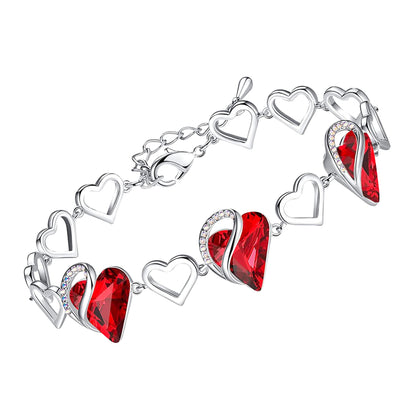 Leafael Infinity Love Heart Link Bracelet with Birthstone Crystal, Women's Gifts, Silver-Tone, 7" with 2" Extender