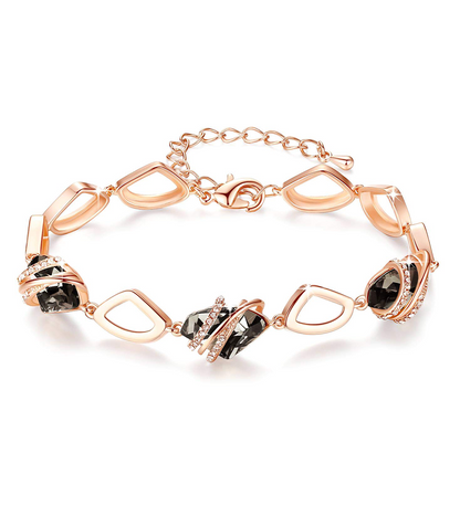 Leafael Wish Stone Link Charm Bracelet with Birthstone Crystals, Rose Gold Plated or Silver-Tone, 7"+2"