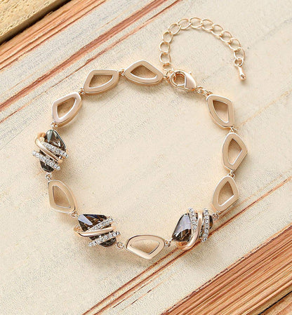 Leafael Wish Stone Link Charm Bracelet with Birthstone Crystals, Rose Gold Plated or Silver-Tone, 7"+2"