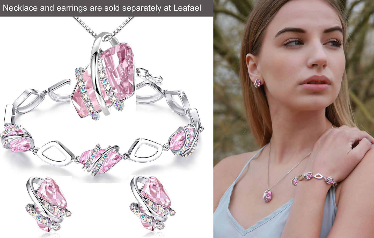 Leafael Wish Stone Link Charm Bracelet with Birthstone Crystals, Rose Gold Plated or Silver-Tone, 7"+2"