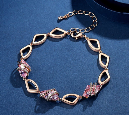 Leafael Wish Stone Link Charm Bracelet with Birthstone Crystals, Rose Gold Plated or Silver-Tone, 7"+2"