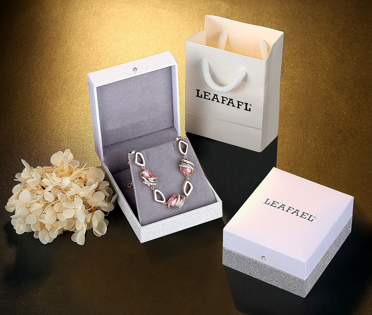 Leafael Wish Stone Link Charm Bracelet with Birthstone Crystals, Rose Gold Plated or Silver-Tone, 7"+2"