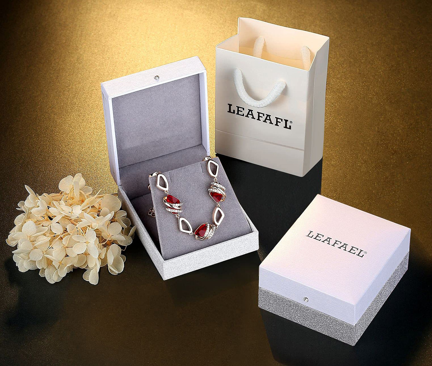 Leafael Wish Stone Link Charm Bracelet with Birthstone Crystals, Rose Gold Plated or Silver-Tone, 7"+2"