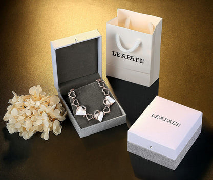 Leafael 18K Rose Gold Plated Love Heart Link Bracelet with Healing Stone Crystal Jewelry Gifts for Women, 7" Chain + 2" Extender