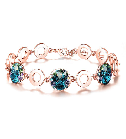 Leafael Ocean Bubble Women's Link Bracelet Made with Premium Crystals Costume Fashion Jewelry, 7"+2", Silver Tone or 18K Rose Gold Plated, Gifts for Women