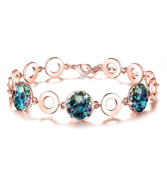 Leafael Ocean Bubble Women's Link Bracelet Made with Premium Crystals Costume Fashion Jewelry, 7"+2", Silver Tone or 18K Rose Gold Plated, Gifts for Women