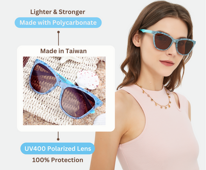 Sunglasses Womens Trendy Retro Floral Design | Polarized Lens UV400 Protection | Classic Cat Eye Frame | Casual & Active Wear