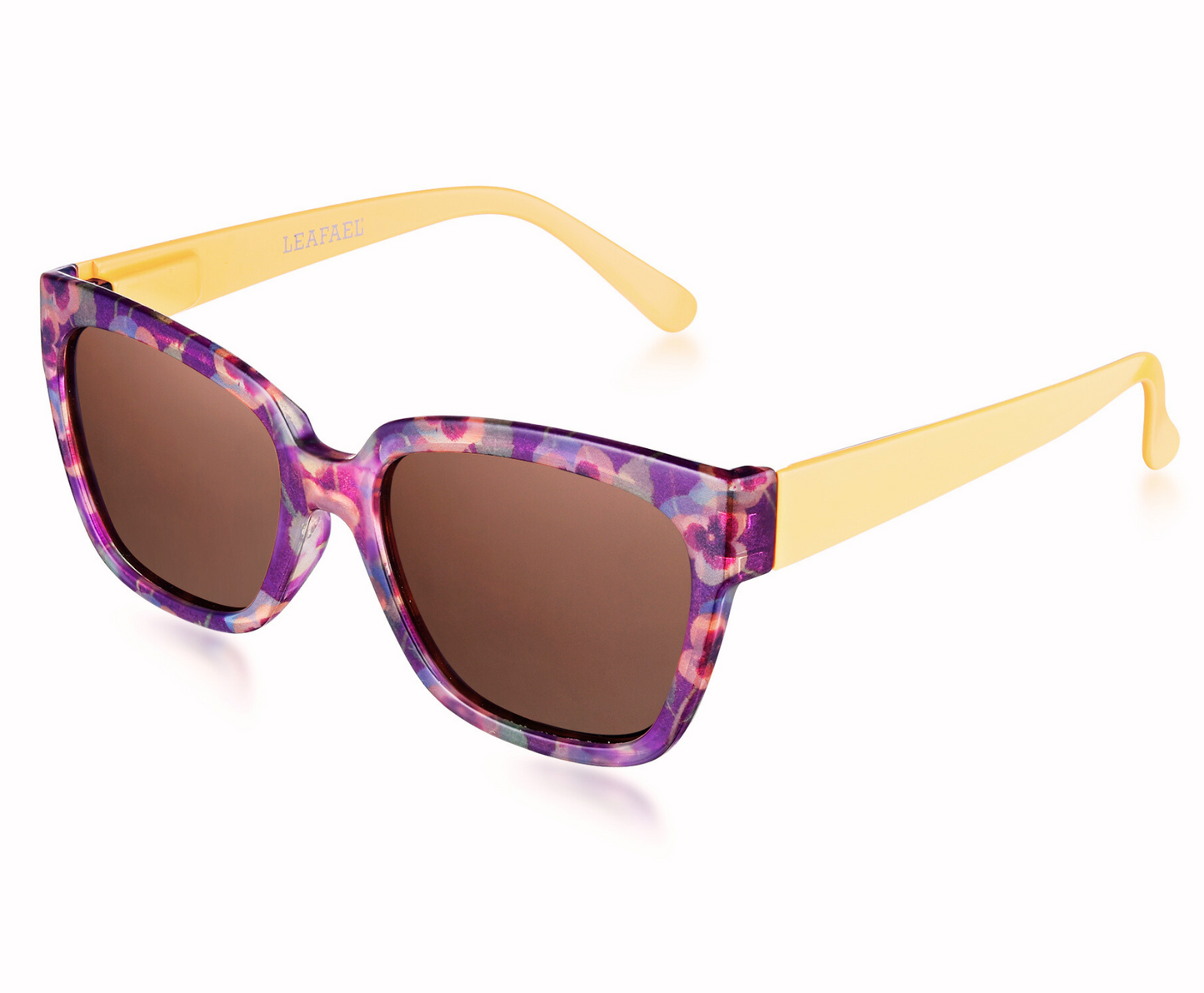 Sunglasses Womens Trendy Retro Purple Floral Design | Polarized UV Protection | Square Cat Eye Frame | Casual & Active