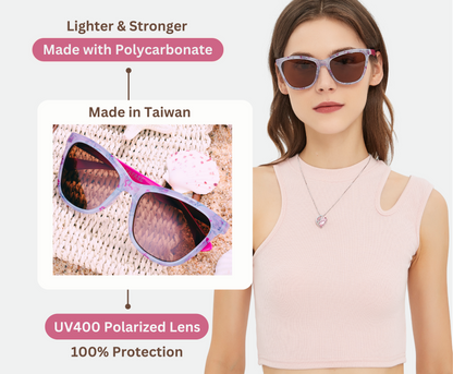 Sunglasses Womens Trendy Retro Floral Design | Polarized Lens UV400 Protection | Classic Cat Eye Frame | Casual & Active Wear