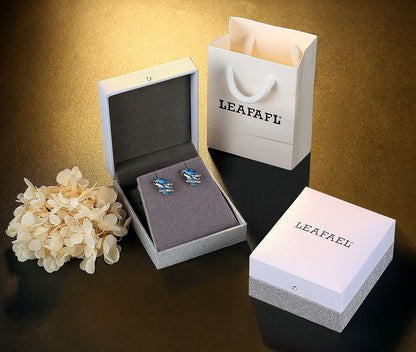 Leafael Wish Stone Stud Earrings with Birthstone Crystals, 18K Rose Gold Plated or Silver-tone