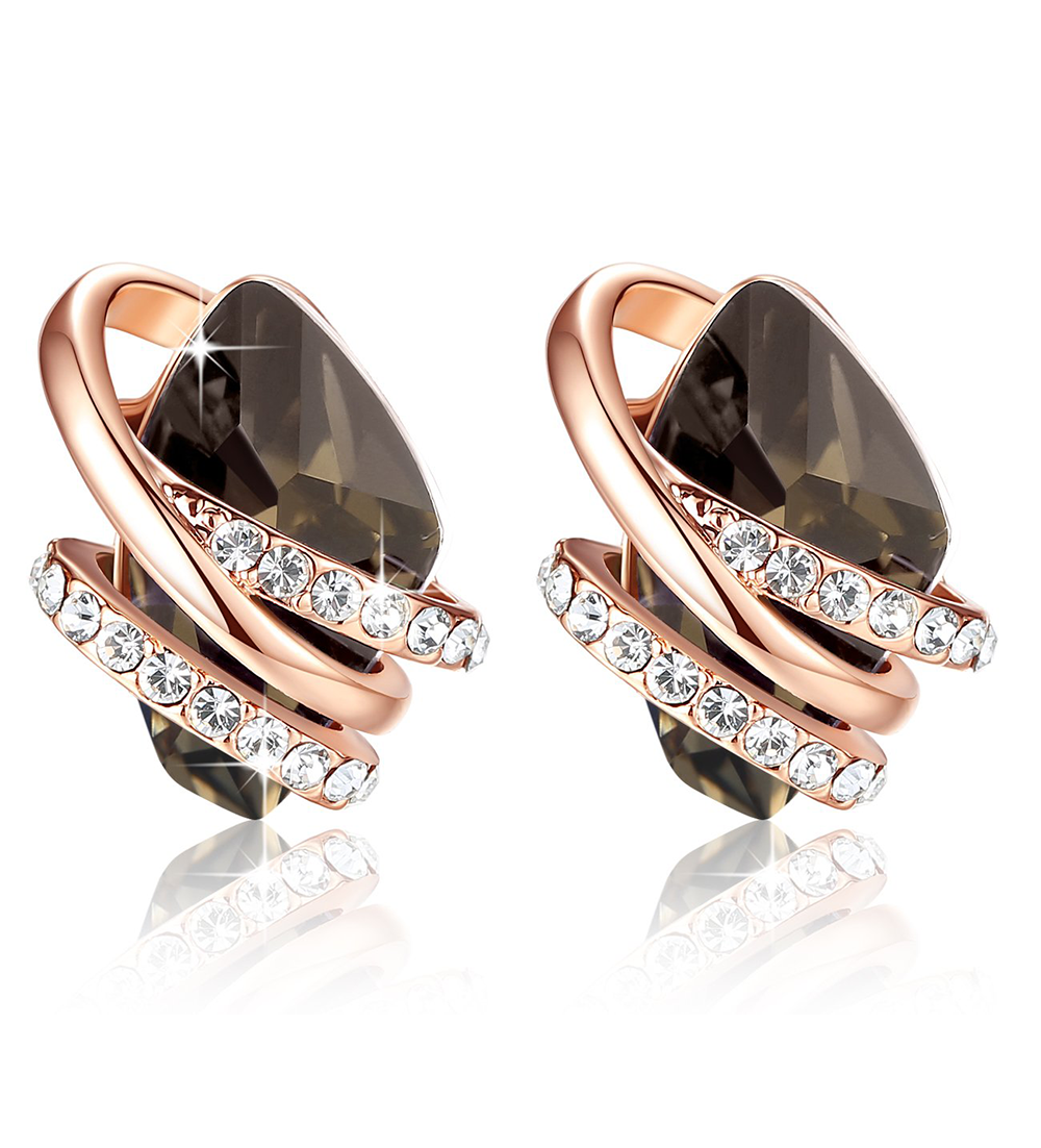 Leafael Wish Stone Stud Earrings with Birthstone Crystals, 18K Rose Gold Plated or Silver-tone