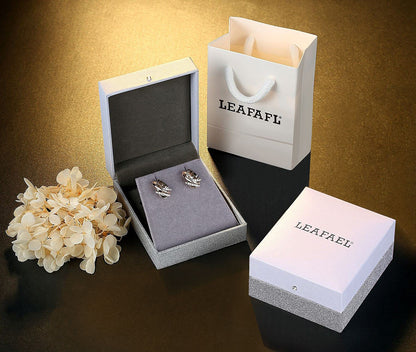 Leafael Wish Stone Stud Earrings with Birthstone Crystals, 18K Rose Gold Plated or Silver-tone