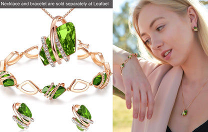 Leafael Wish Stone Stud Earrings with Birthstone Crystals, 18K Rose Gold Plated or Silver-tone