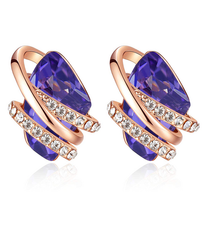 Leafael Wish Stone Stud Earrings with Birthstone Crystals, 18K Rose Gold Plated or Silver-tone