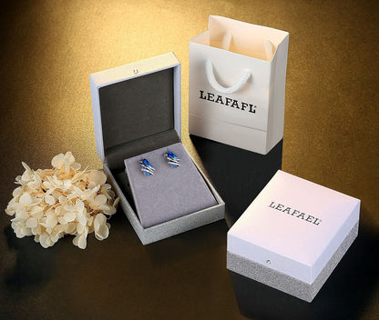 Leafael Wish Stone Stud Earrings with Birthstone Crystals, 18K Rose Gold Plated or Silver-tone