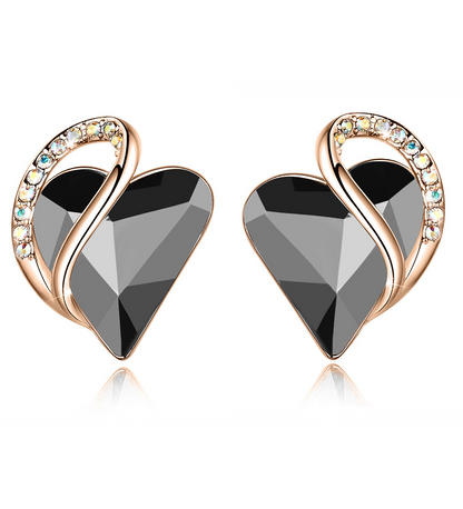 Leafael 18K Rose Gold Plated Love Heart Stud Earrings with Healing Stone Crystal Jewelry Gifts for Women