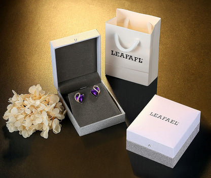 Leafael 18K Rose Gold Plated Love Heart Stud Earrings with Healing Stone Crystal Jewelry Gifts for Women