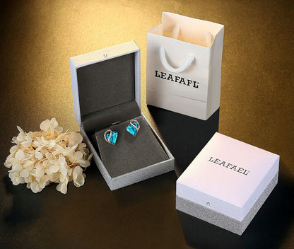 Leafael 18K Rose Gold Plated Love Heart Stud Earrings with Healing Stone Crystal Jewelry Gifts for Women