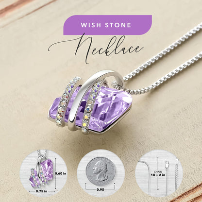 Leafael Wish Stone Pendant Necklace with Birthstone Crystal, 18K Rose Gold Plated/Silvertone, 18" + 2"