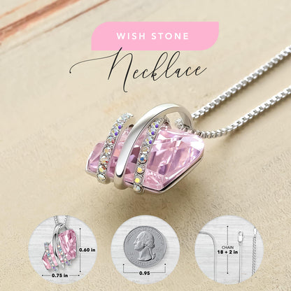 Leafael Wish Stone Pendant Necklace with Birthstone Crystal, 18K Rose Gold Plated/Silvertone, 18" + 2"