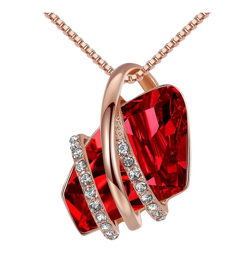 Leafael Wish Stone Pendant Necklace with Birthstone Crystal, 18K Rose Gold Plated/Silvertone, 18" + 2"