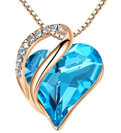 Leafael 18K Rose Gold Plated Love Heart Pendant Necklace with Healing Stone Crystal Jewelry Gifts for Women, 18"+2"